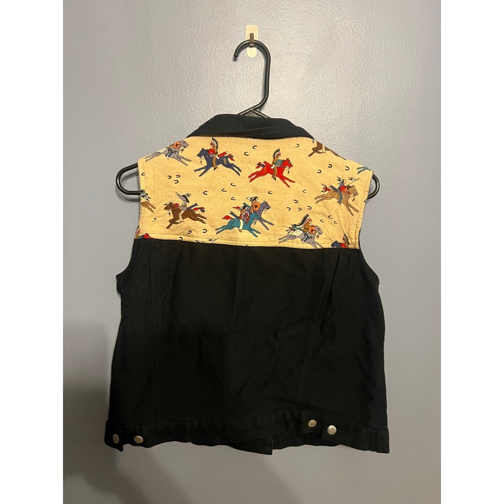 Women's Don't Mess With Texas Black Jean Jacket Native Horses SZ XL Western Ware - Picture 8 of 12